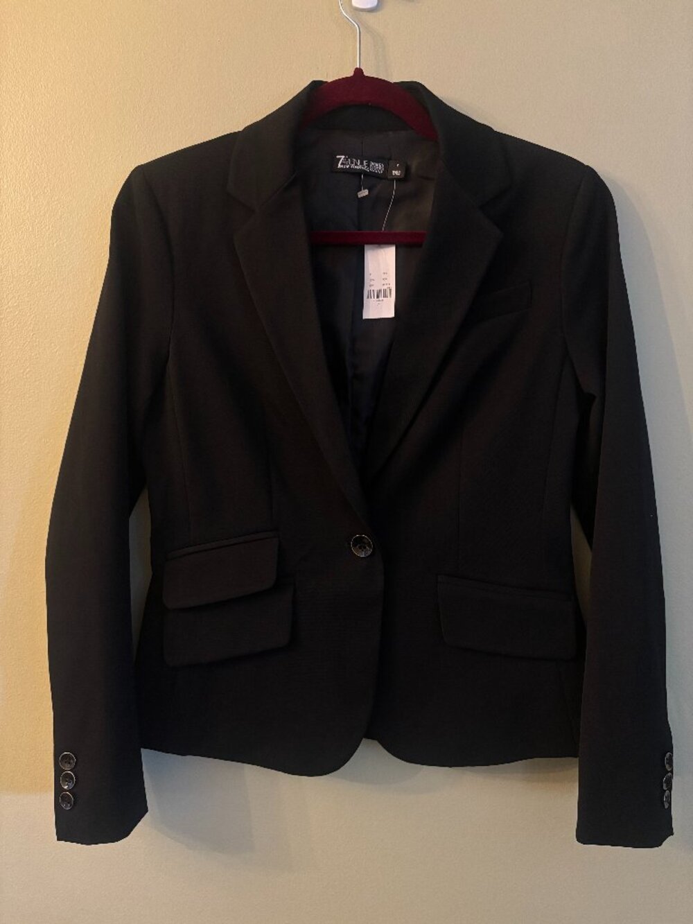 NWT NY&C 7th Avenue Design Studio Black One-Button Blazer, Size 2